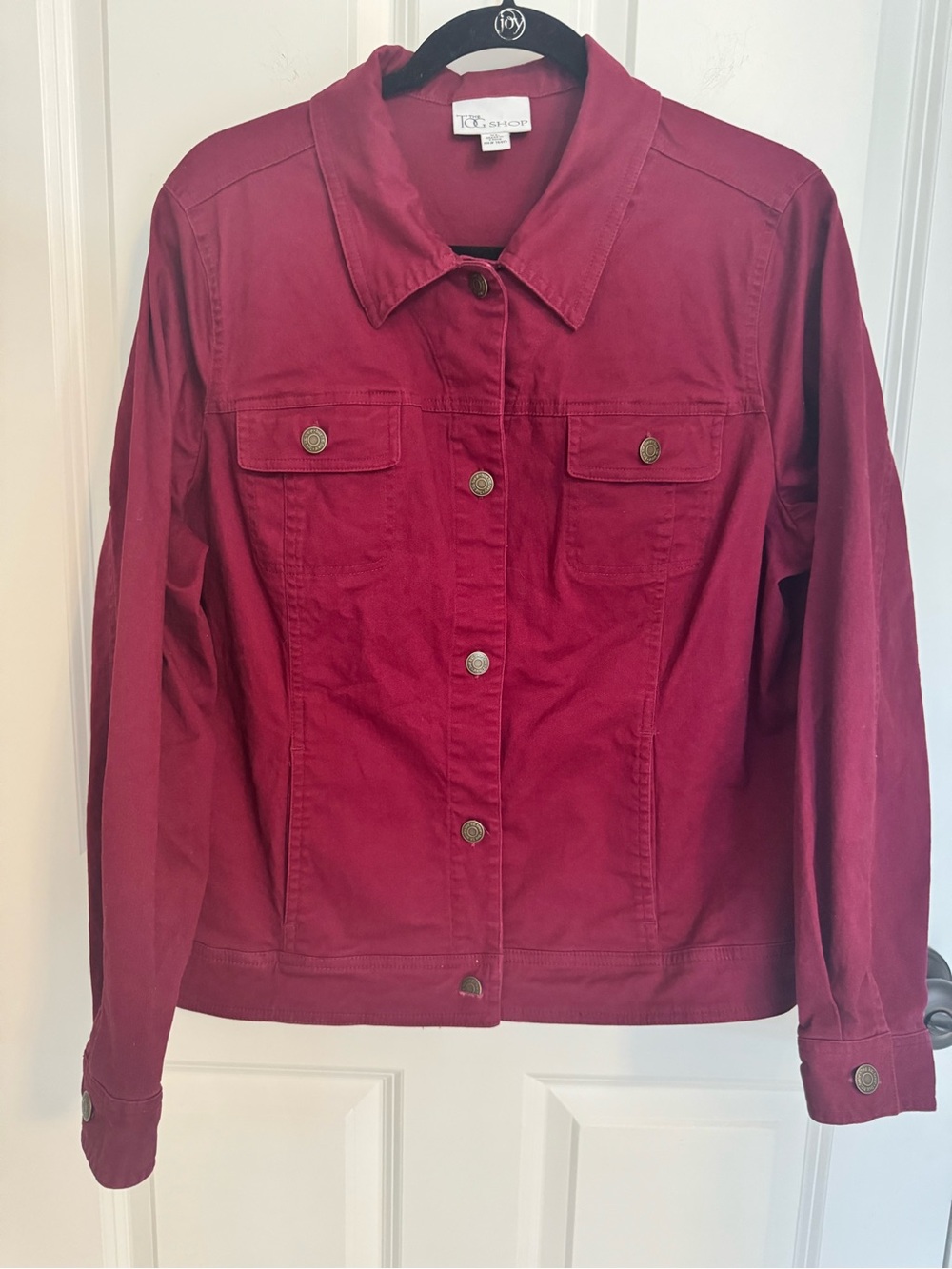 The Tog Shop Burgundy Stretch Cotton Trucker Jacket Womens XL